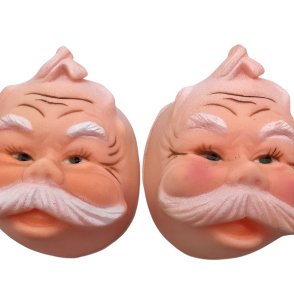 Vintage Santa Claus Heads Set of 3 – Retro Plastic Rubber Faces, Craft Supply - Picture 9 of 10